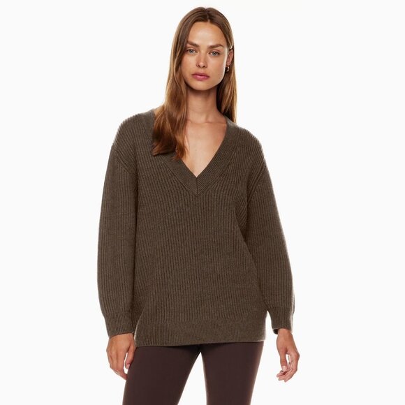 Aritzia Babaton Roger Merino Wool Relaxed V-Neck Sweater - Picture 1 of 6